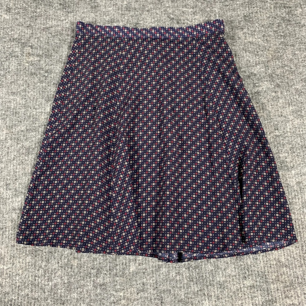 Vintage Talbots Skirt Womens 10 Blue Geometric Print Rayon A Line Knee Length
